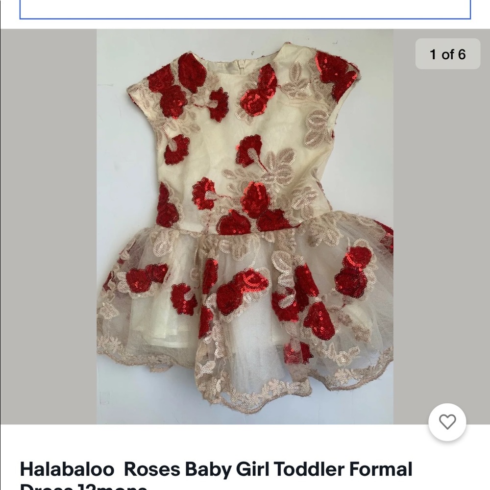 Halabaloo Roses Baby Girl Toddler Dress 12monsc